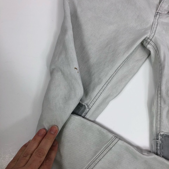 Free People Patched Knee Pale Gray Skinny Denim 4 - Picture 4 of 8